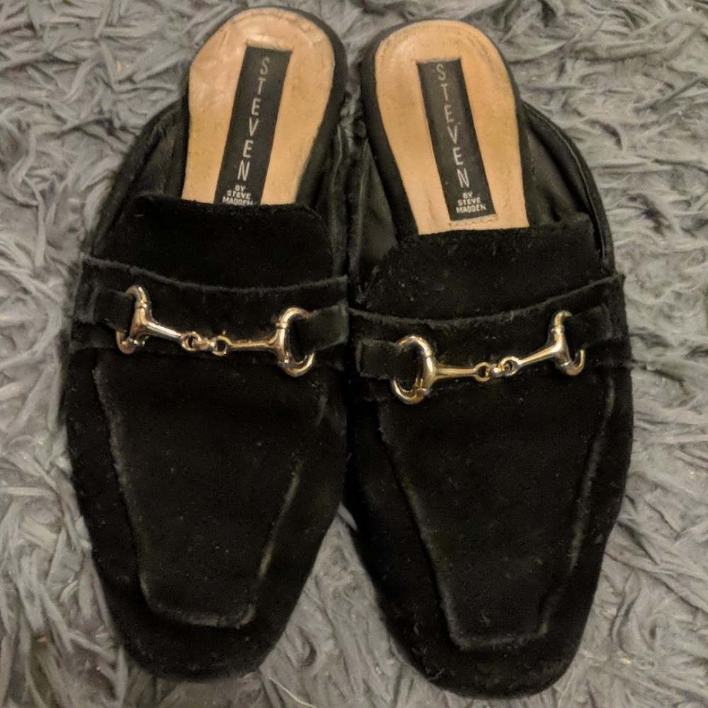 Black Steve Madden mule loafers